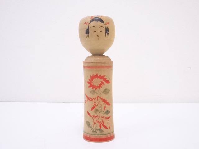 JAPANESE FOLK CRAFT / WOODEN KOKESHI DOLL / 24.3cm / SIGNED ARTISAN WORK 